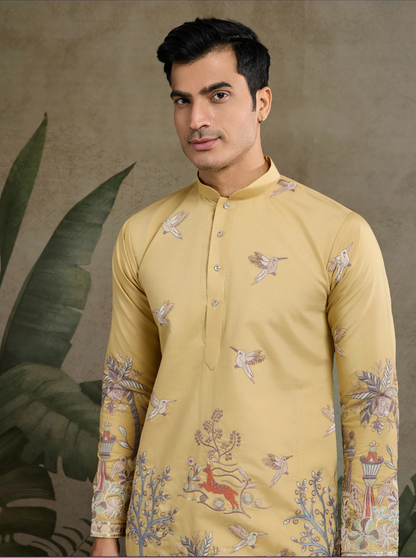 Matrut | Pixel Threads Yellow Kurta Set