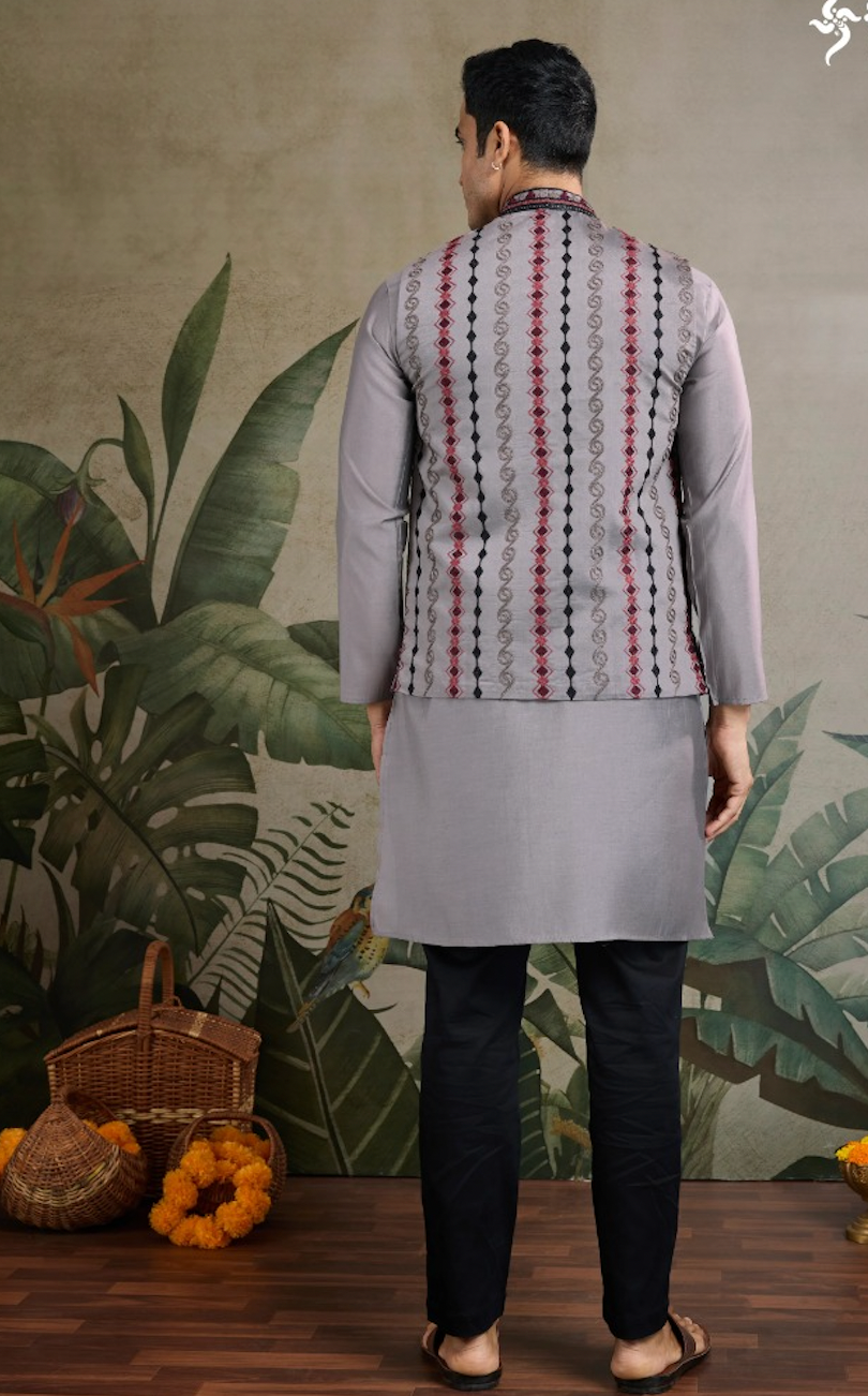 Matrut | Rajwadi Grey Kurta Set