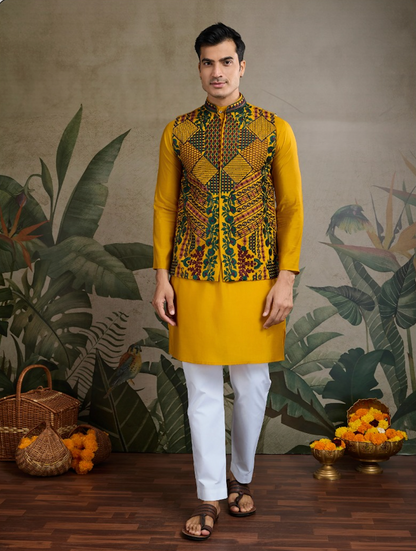 Matrut | Rajwadi Mustard Yellow Kurta Set
