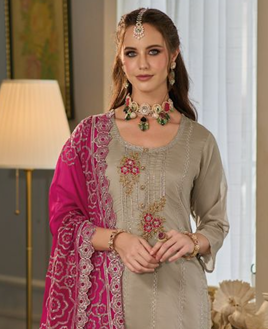 Matrut | Kahira Pink Straight Suit