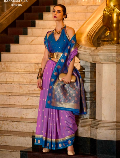 Matrut | Velvi Banarsi Purple & Blue Saree