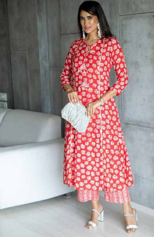 Matrut  | Daisy Print Red Straight Suit