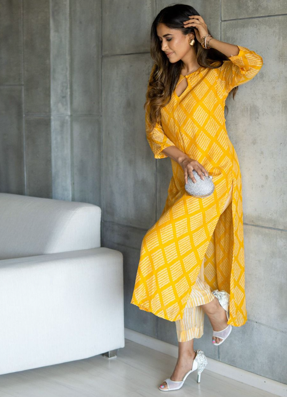 Matrut  | Daisy Print Yellow Straight Suit