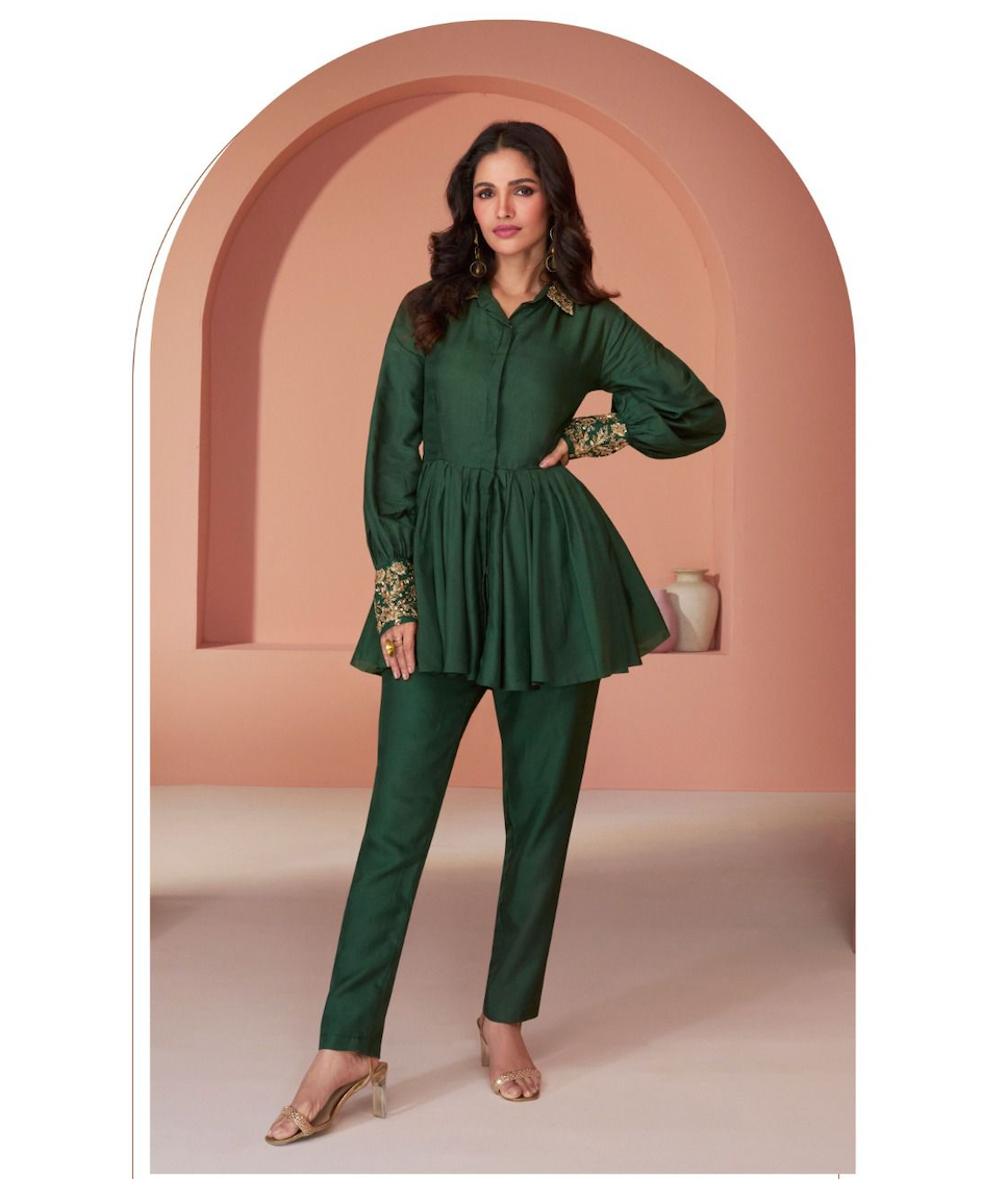Matrut  | Pearl Halo Dark Green Co-ord Set