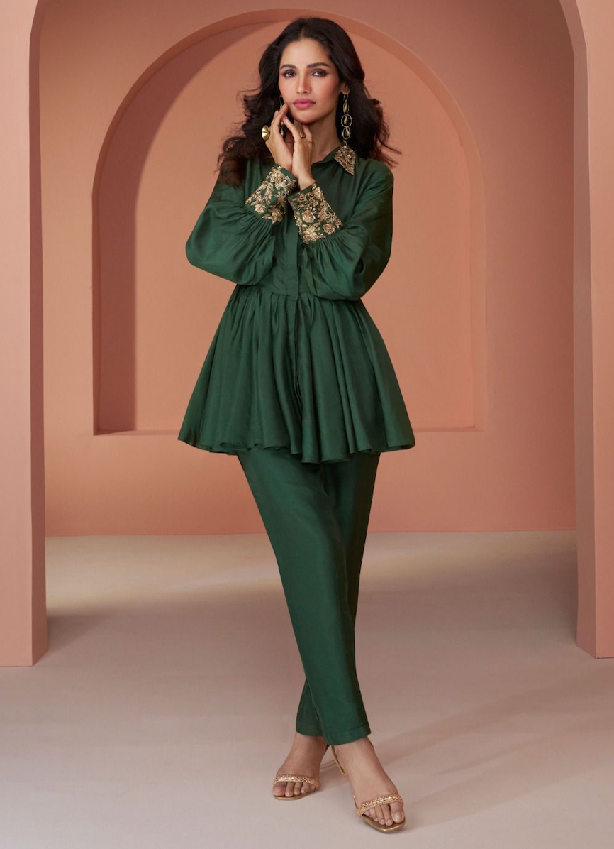 Matrut  | Pearl Halo Dark Green Co-ord Set