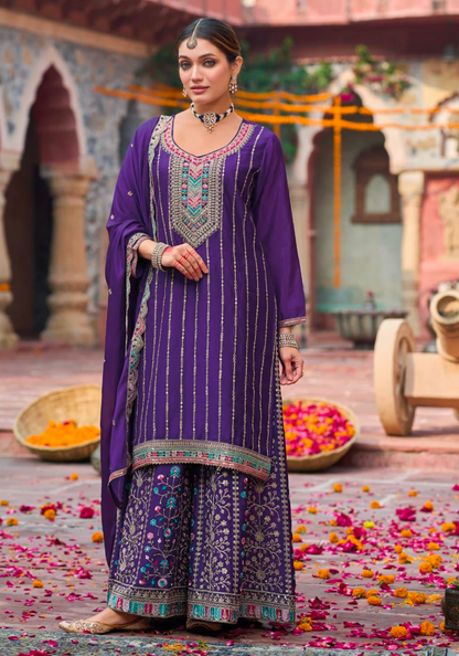 Matrut  | Sehnaaz Purple Sharara Suit