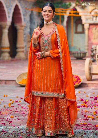 Matrut  | Sehnaaz Orange Sharara Suit