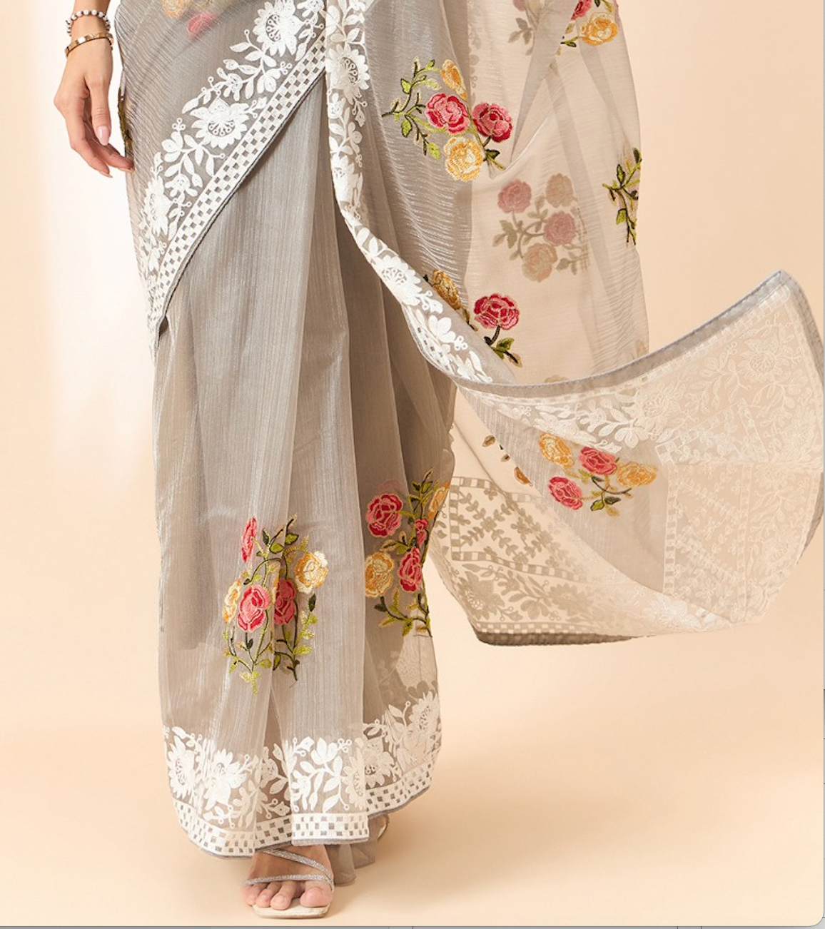 Matrut | Eira Floral Grey Saree