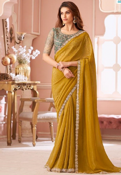 Matrut | Rouge Radiance Mustard Saree