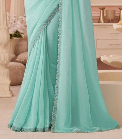Matrut | Rouge Radiance Sky Green Saree