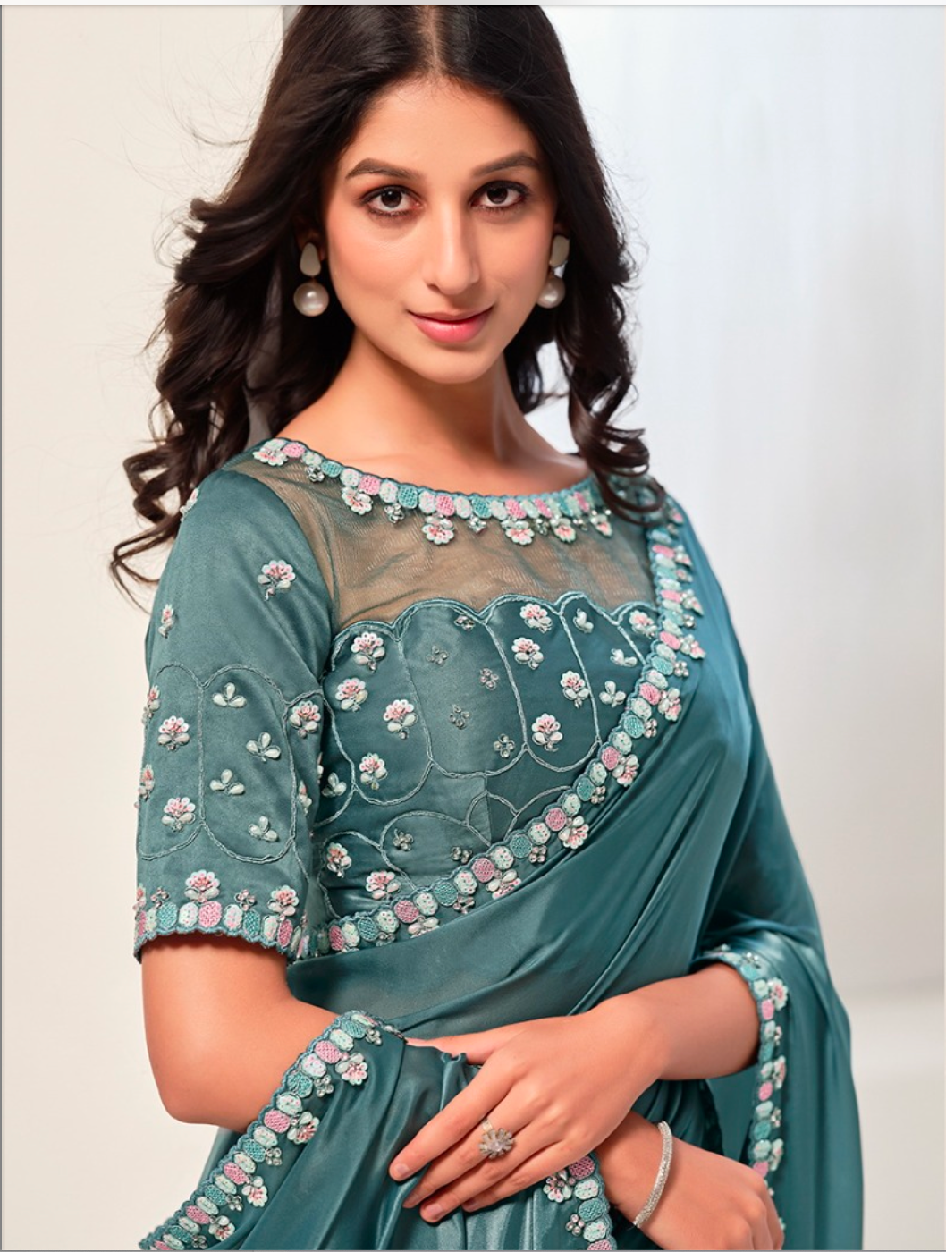 Matrut | Sonjiya Teal Blue Saree