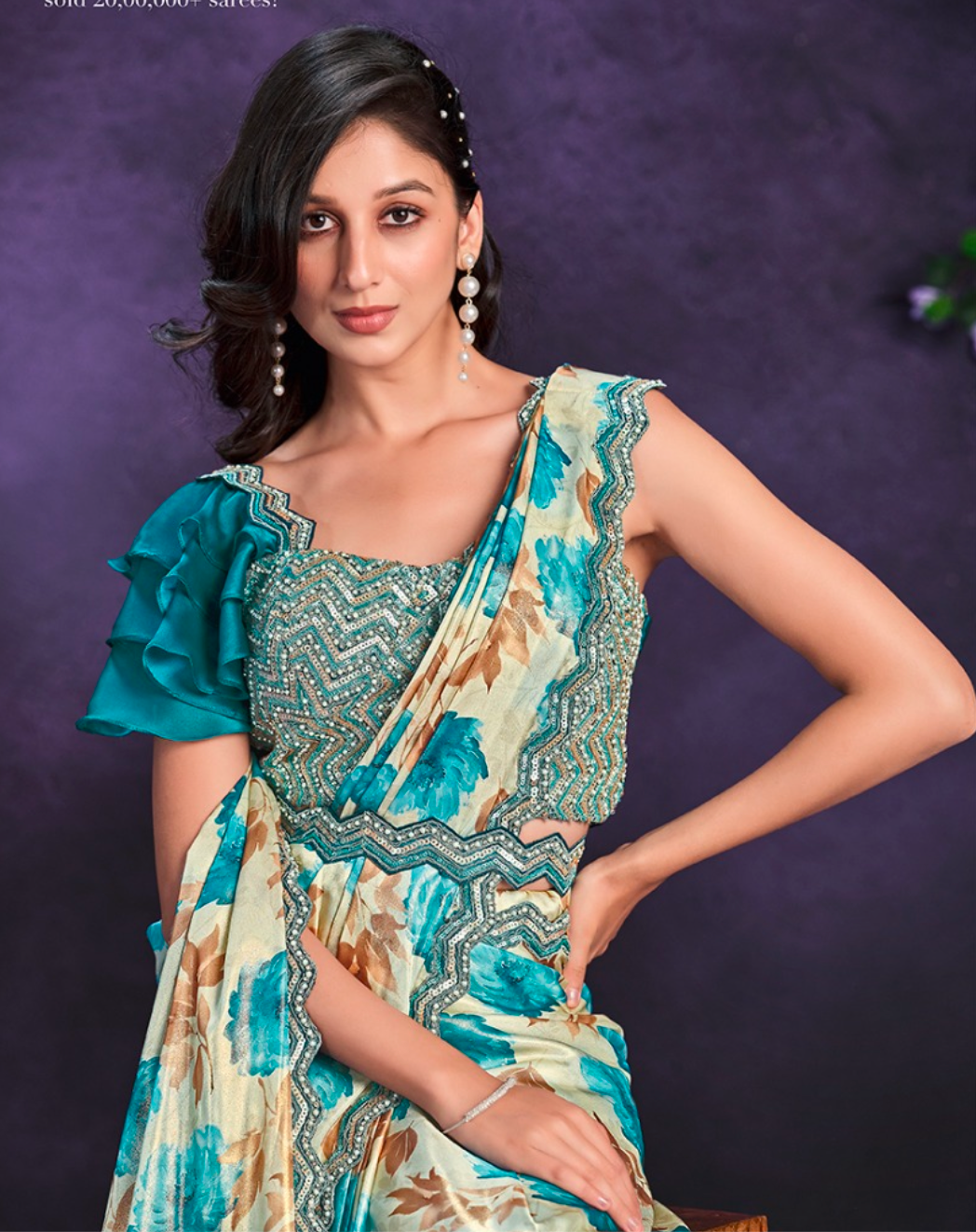 Matrut  | 1 min Saree Blue Riona