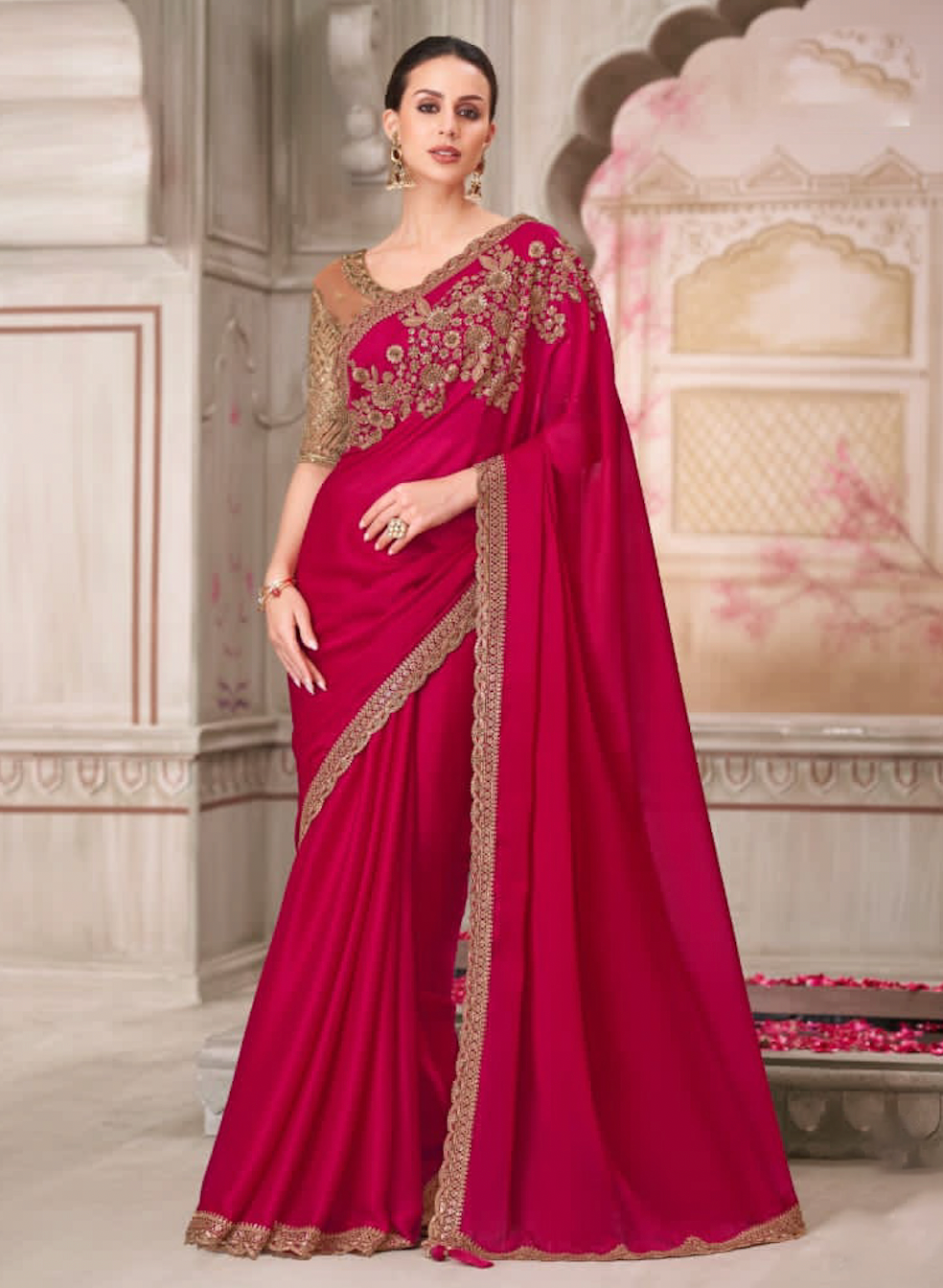 Matrut | Silver Screen Cherry Red Saree