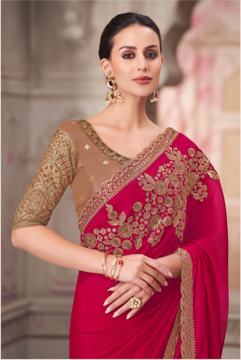 Matrut | Silver Screen Cherry Red Saree