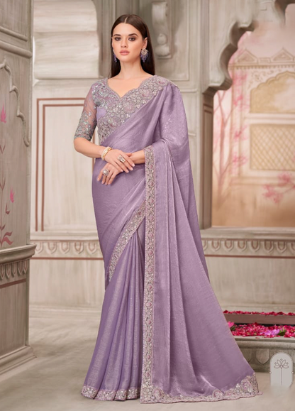 Matrut | Silver Screen Lavender Glass Saree