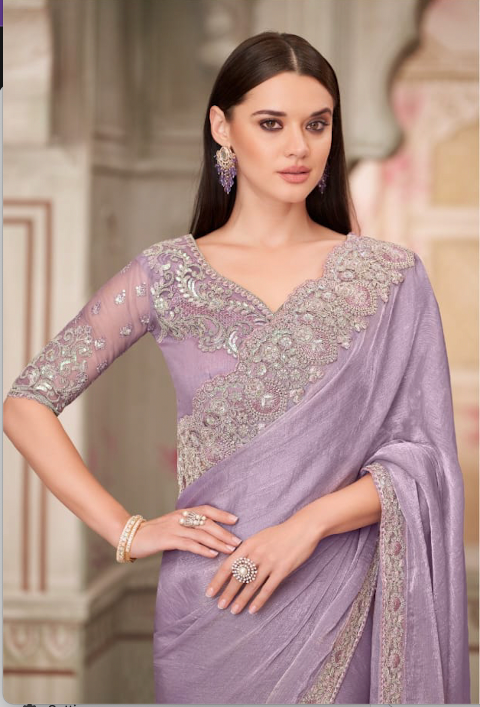 Matrut | Silver Screen Lavender Glass Saree