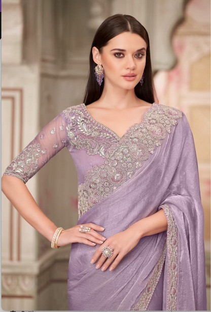 Matrut | Silver Screen Lavender Glass Saree