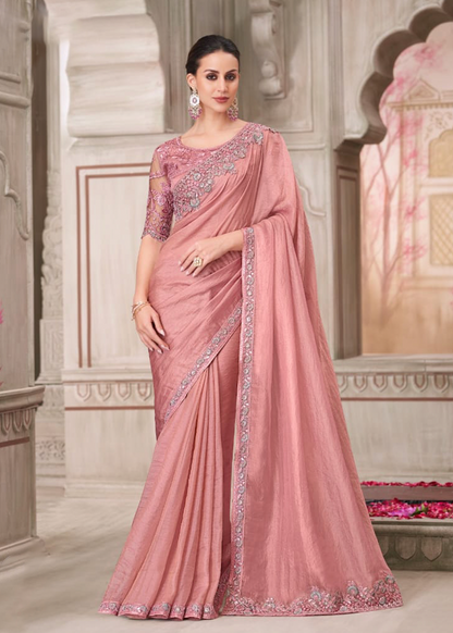 Matrut | Silver Screen Powder Pink Saree