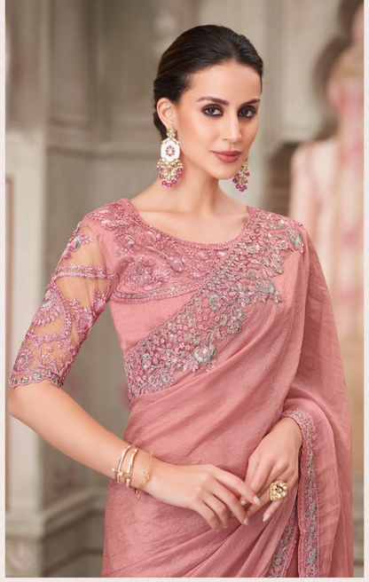 Matrut | Silver Screen Powder Pink Saree