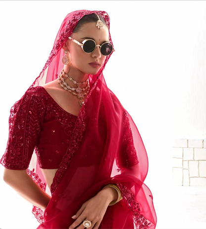 Matrut |  Cherry Chant Red Saree