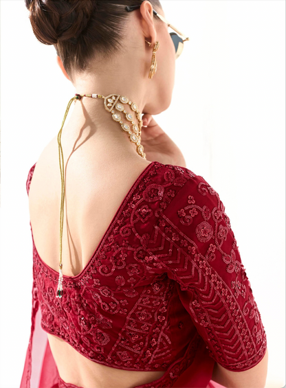 Matrut |  Cherry Chant Red Saree