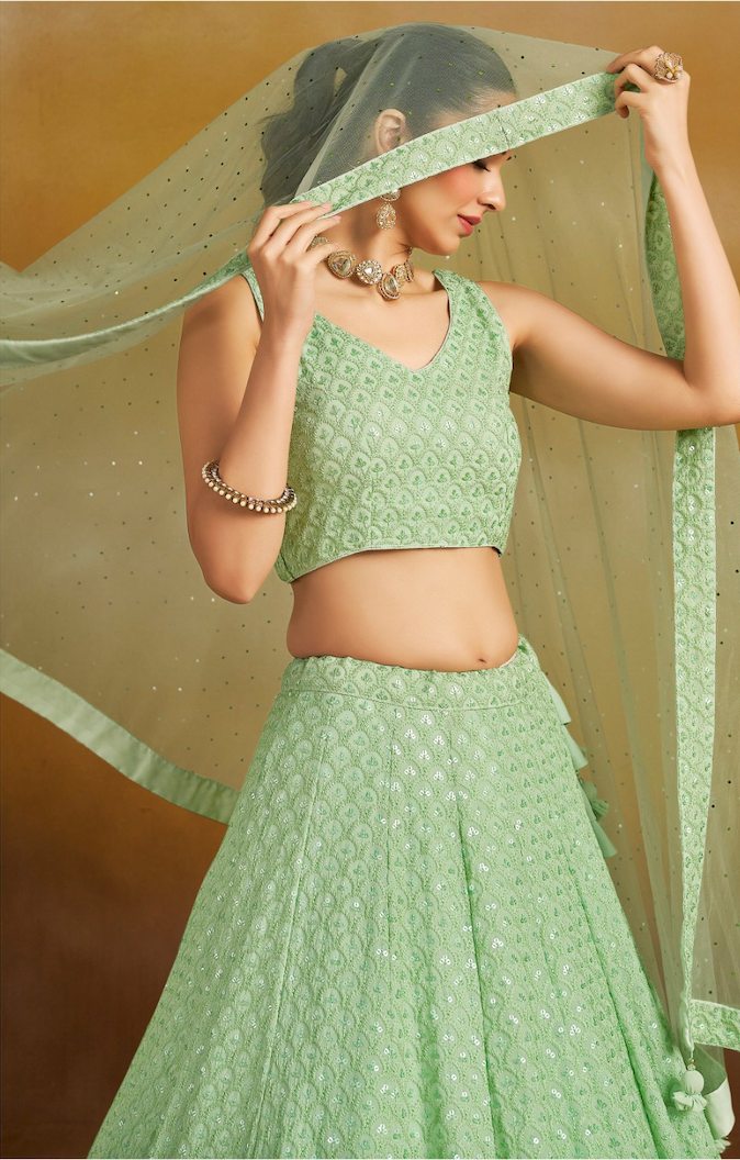 Matrut | Florance Pista Green Lehenga