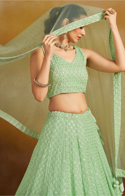 Matrut | Florance Pista Green Lehenga
