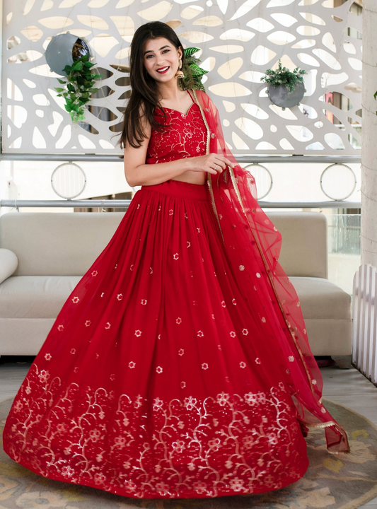 Matrut | Amber Blaze Red Lehenga