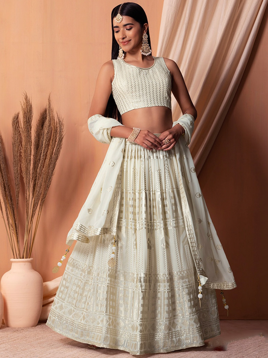 Matrut | Amber Blaze White Lehenga