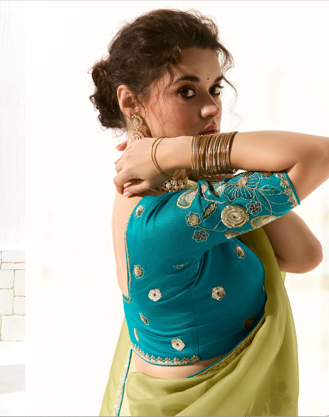 Matrut |  Cherry Chant Pista Green Saree