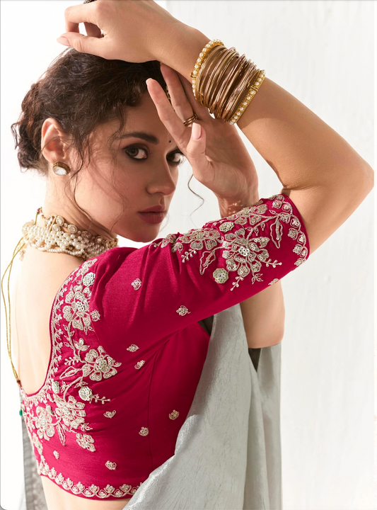 Matrut |  Cherry Chant Grey Saree