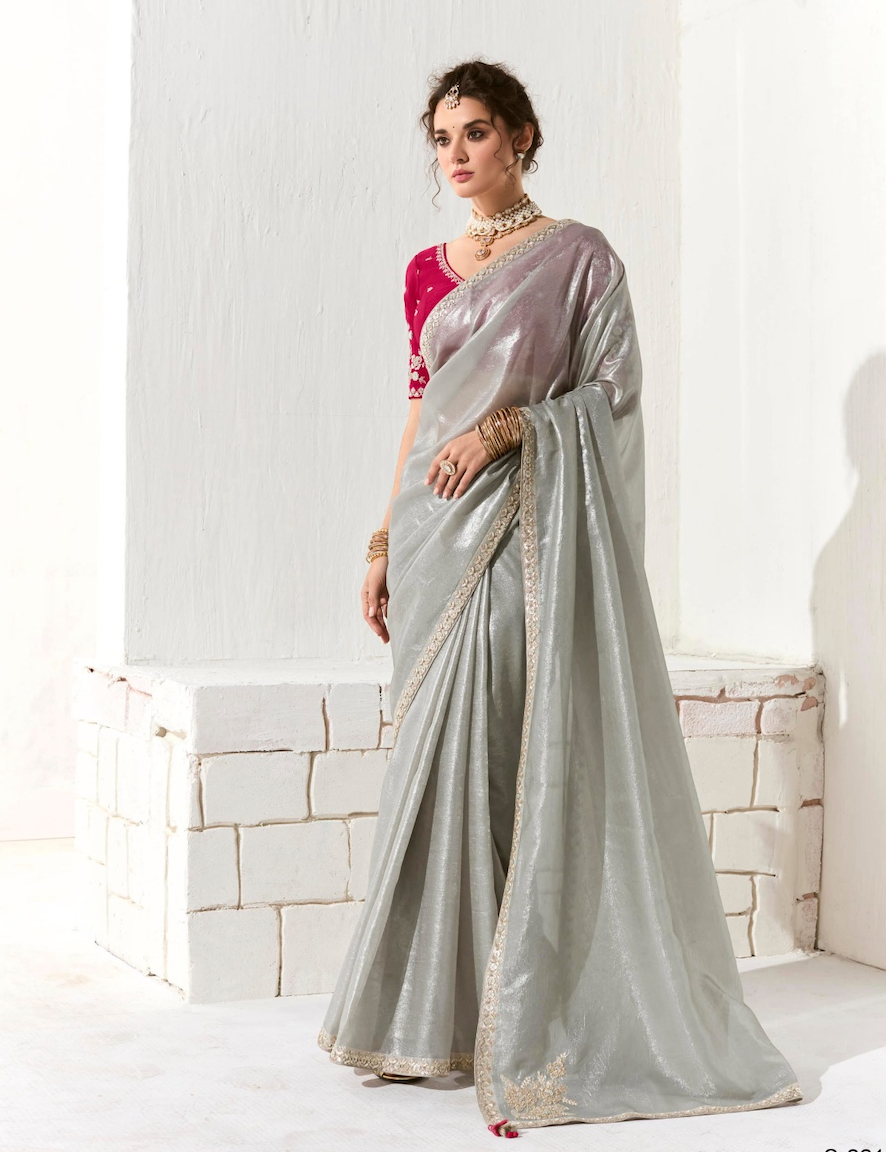 Matrut |  Cherry Chant Grey Saree
