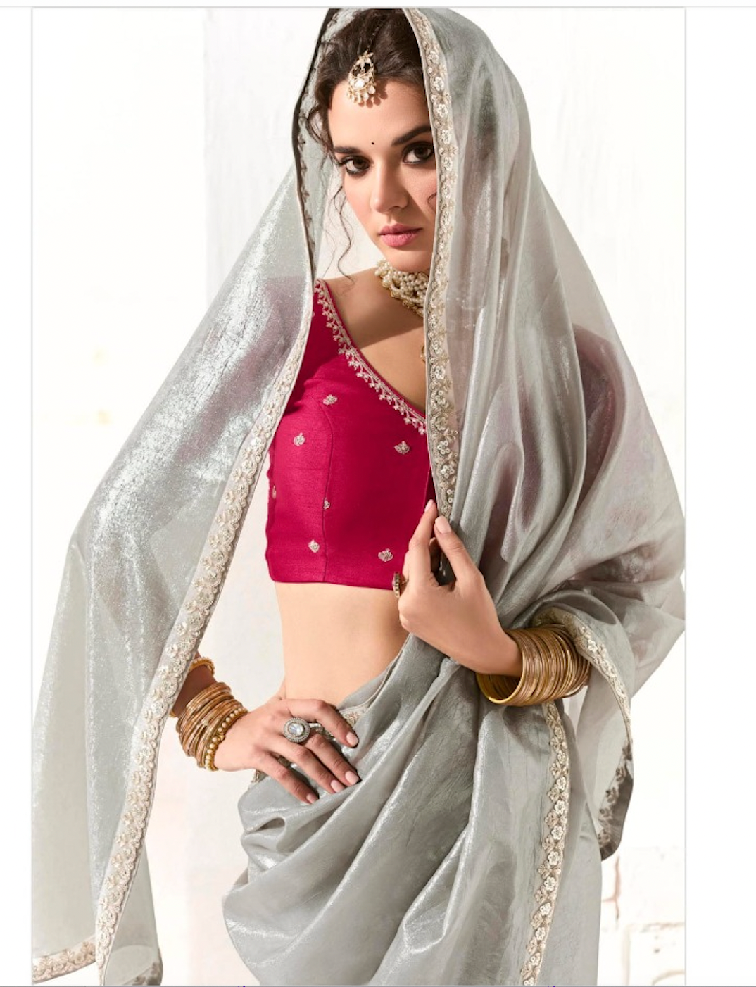 Matrut |  Cherry Chant Grey Saree