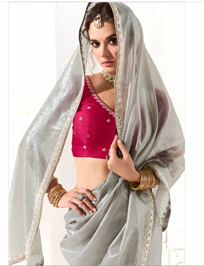 Matrut |  Cherry Chant Grey Saree