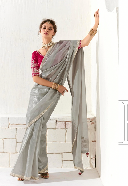 Matrut |  Cherry Chant Grey Saree