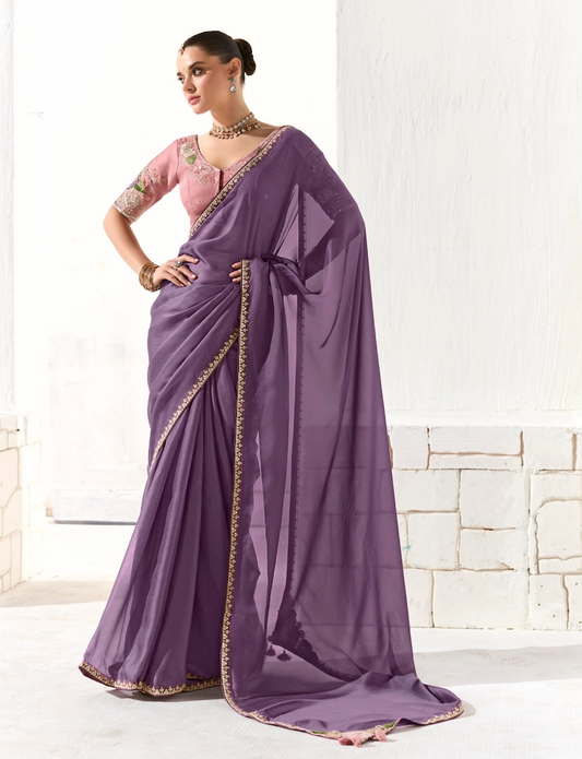 Matrut |  Cherry Chant Purple Saree