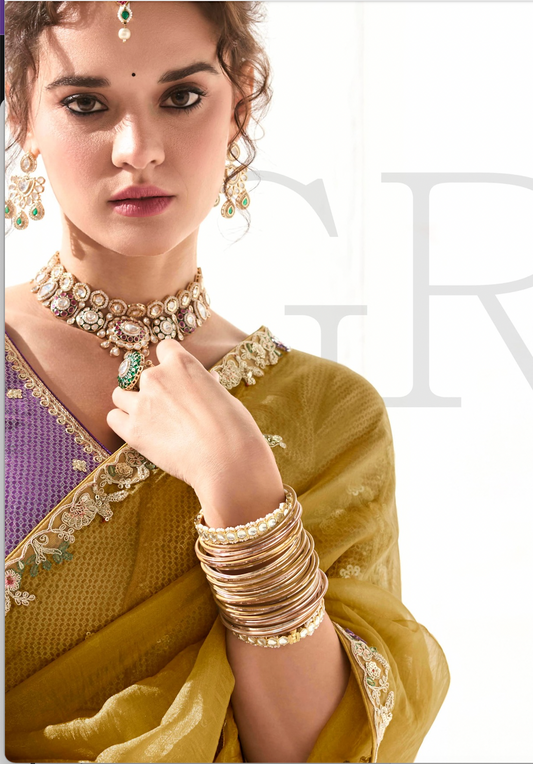 Matrut |  Cherry Chant Mustard Yellow Saree