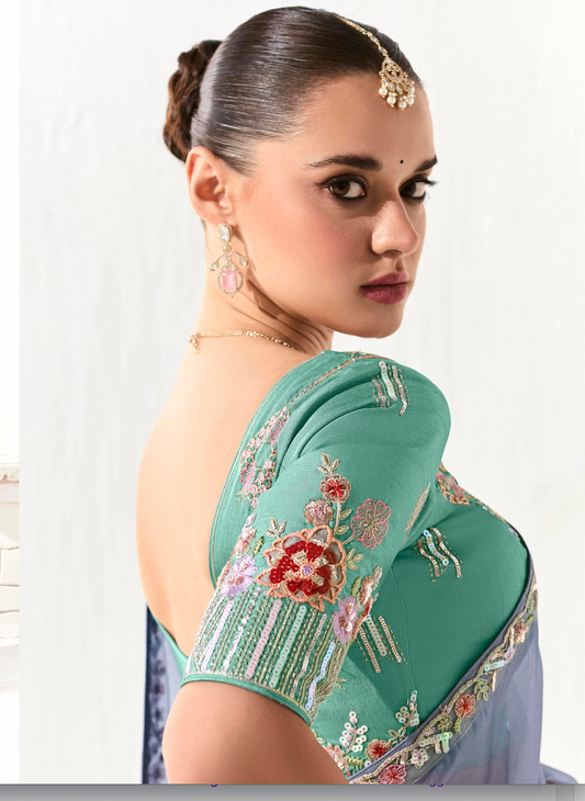 Matrut |  Cherry Chant Indigo Saree