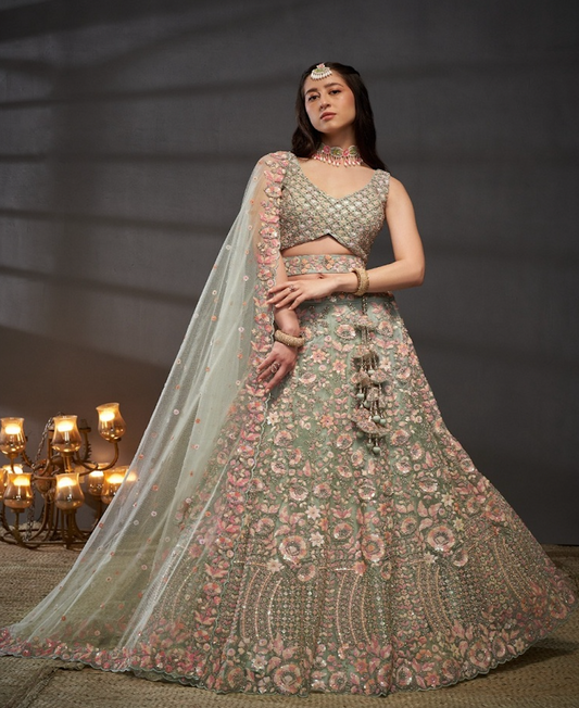 Matrut | Aria Belle Pista Green Lehenga
