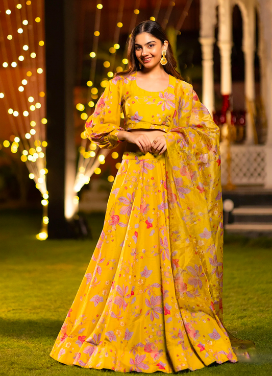 Matrut | Florea Yellow-purple Lehenga