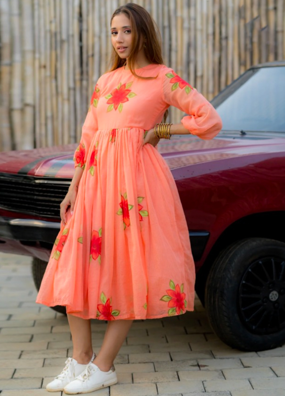 Matrut  | Rosaira Peach Empire Waist Dress