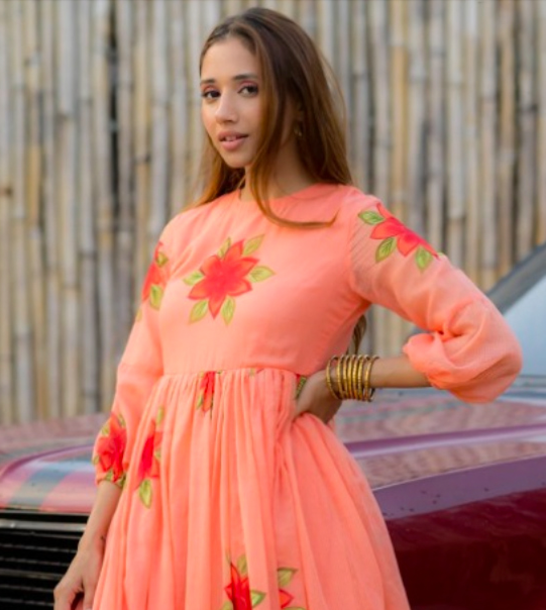 Matrut  | Rosaira Peach Empire Waist Dress