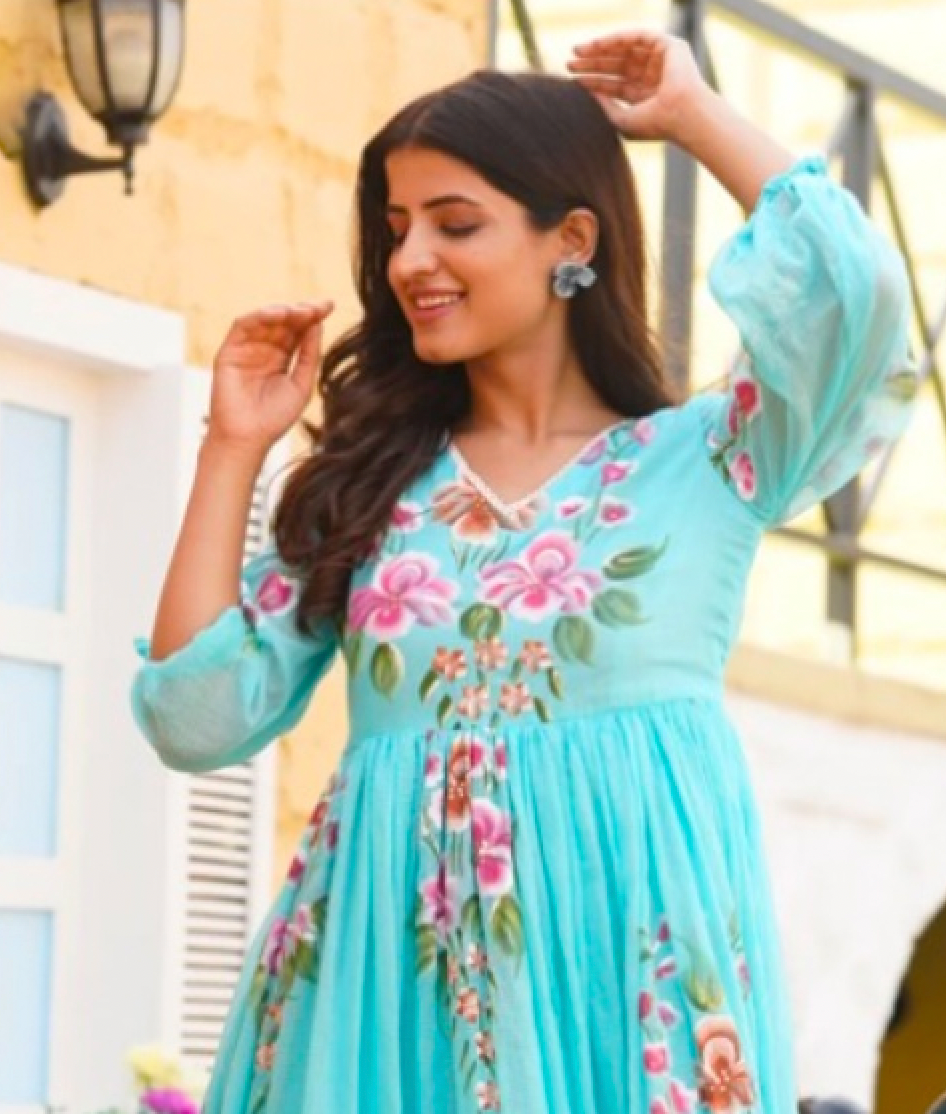 Matrut  | Rosaira Blue Empire Waist Dress