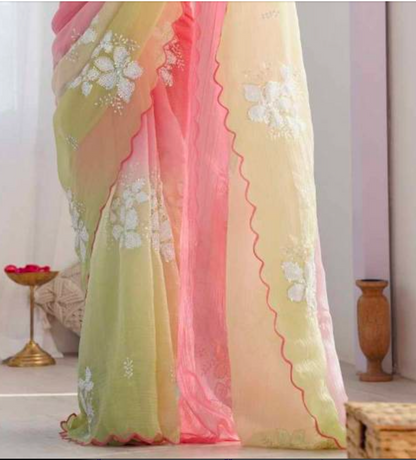 Matrut | Daydream Drift Pink-Green Saree