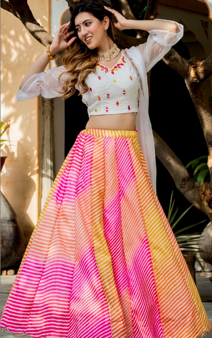 Matrut | Darling White Multicolor Lehenga