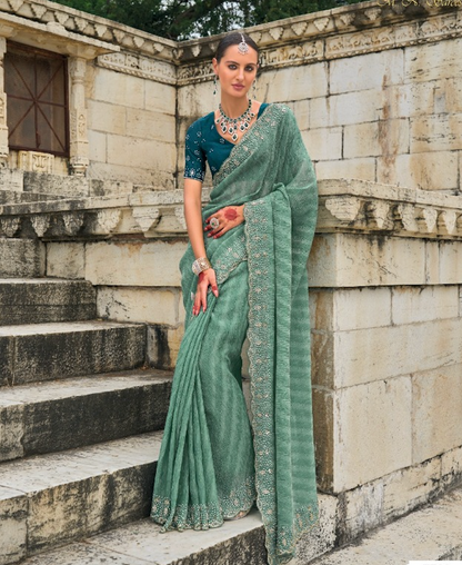 Matrut | Shahi Andaaz Sea Green Saree