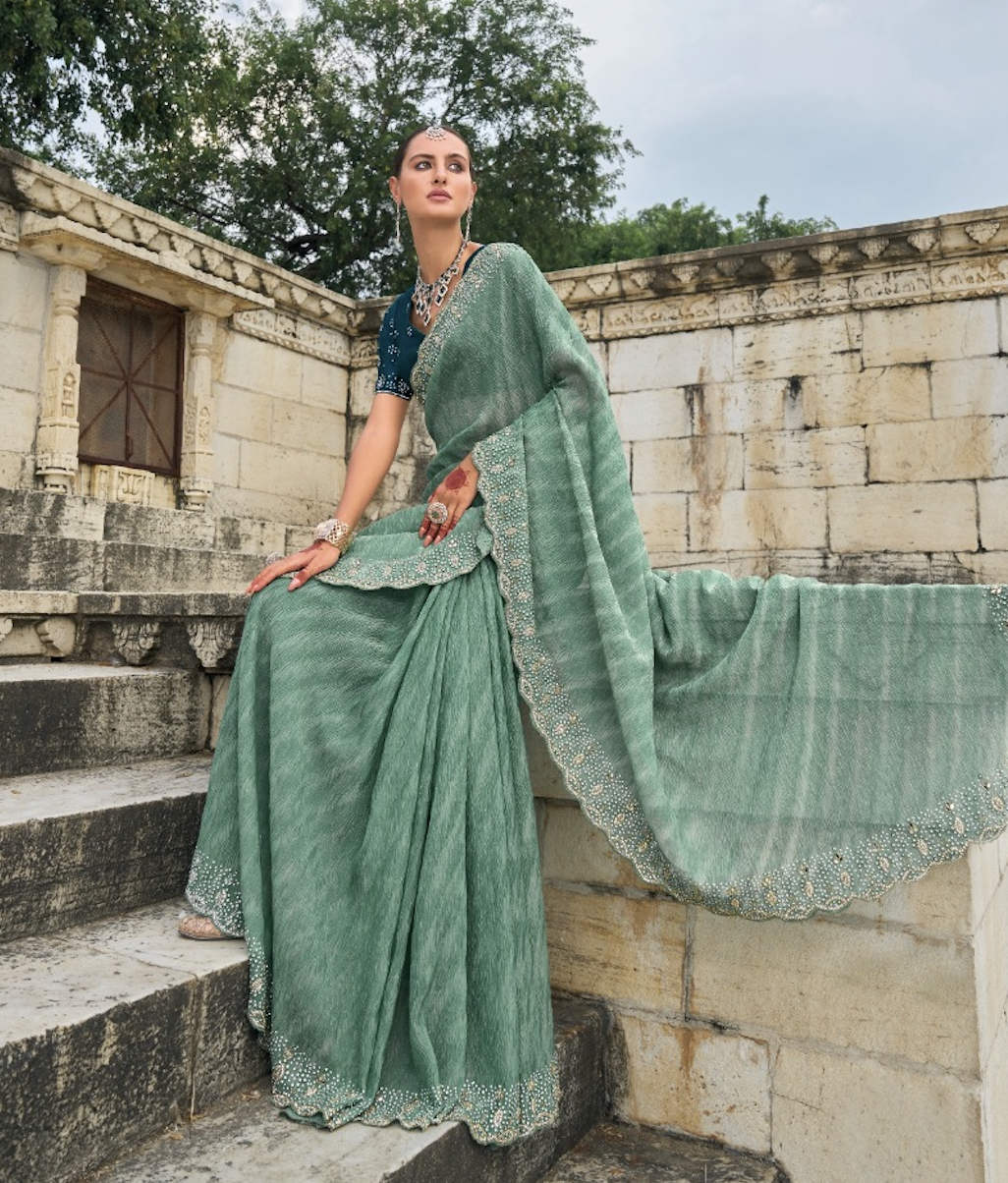 Matrut | Shahi Andaaz Sea Green Saree