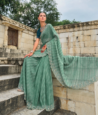 Matrut | Shahi Andaaz Sea Green Saree