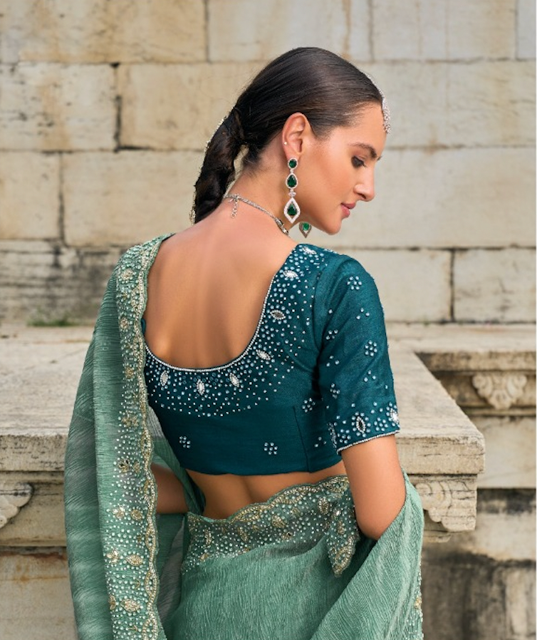 Matrut | Shahi Andaaz Sea Green Saree