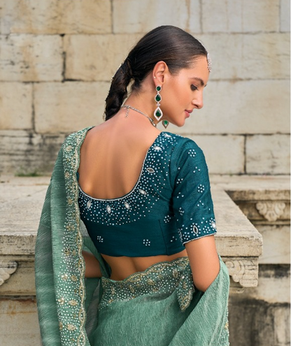 Matrut | Shahi Andaaz Sea Green Saree